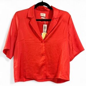 Aritzia | Wilfred NWT Maraschino Red Beso Satin shirt